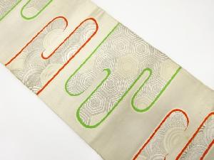 アンティーク　ヱ霞に亀甲・青海波模様織り出し袋帯（材料）